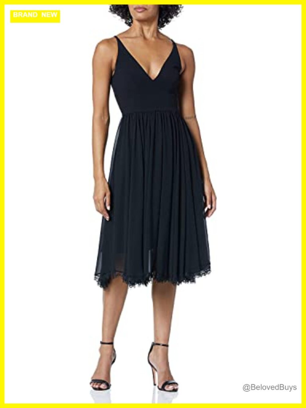 Plunging V-Neck Fit and Flare Midi Dress